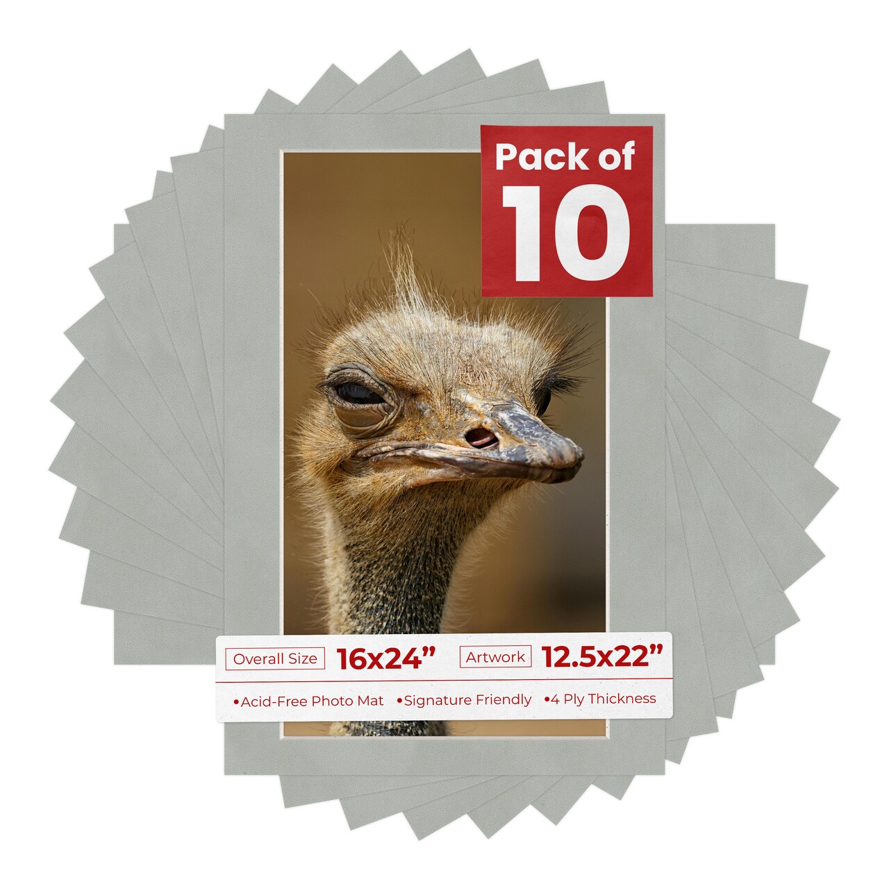 Light Grey Suede Mat Board for 16x24 Frames - Fits 12.5x22 Photos